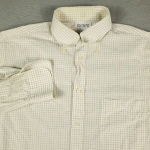 Paul & Shark Shirt Mens Size 17 Beige Yellow Check Dress Button Long Sleeve